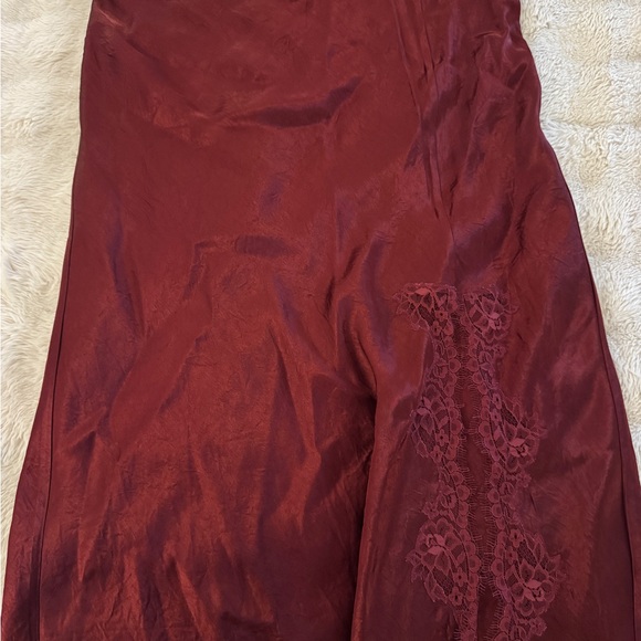 J. Crew Burgundy Lace-Trim Satin Midi Slip Skirt and Top - Picture 8 of 9